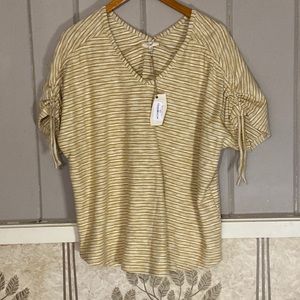 NWT EASEL size small mustard stripe oversized shirt